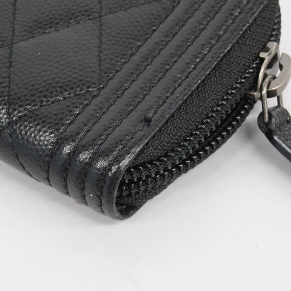 CHANELAuth  Boy  Coin Case Silver Metal Fittings Women's Caviar Leather Coin Pur - Picture 5 of 8